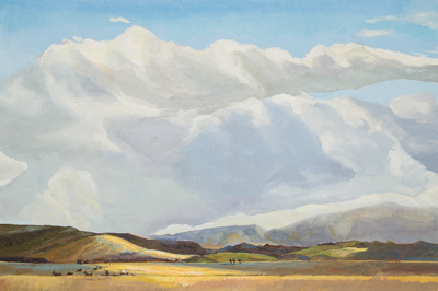 Chris Stoffel Overvoorde painting, Light on the Foothills, Alberta, for sale from Eyekons Gallery