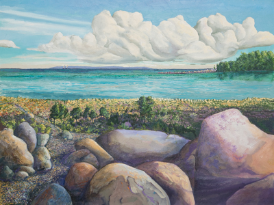 Chris Stoffel Overvoorde painting, Northport Point, for sale from Eyekons Gallery