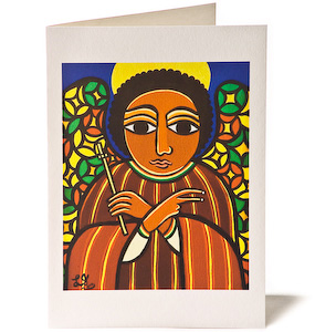 Guardian Angel - Stained Glass, Giclee Christmas Card by Laura James Guardian Angel - Stained Glass, Giclee Christmas Card by Laura James