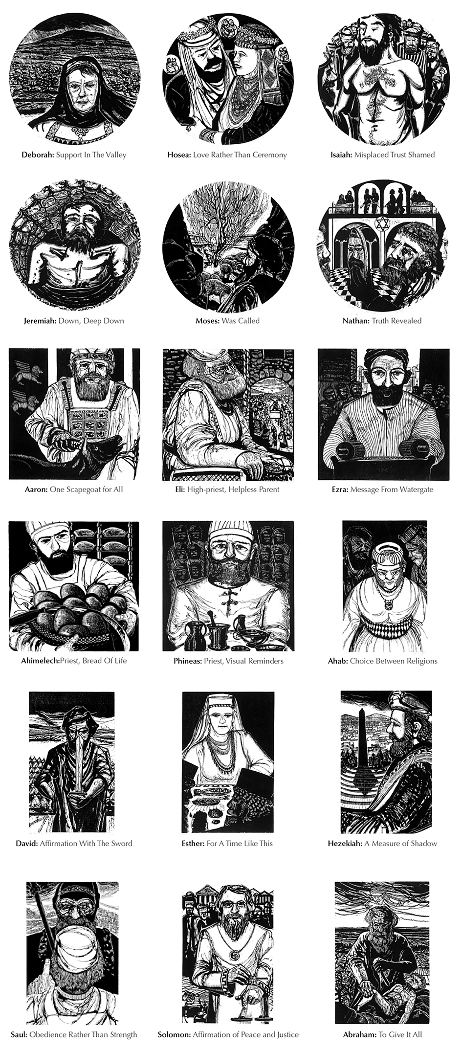 Prophet Priest & King Collection, A Series of Woodcuts by Chris Stoffel Overvoorde available at Eyekons