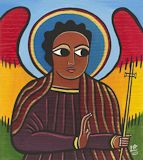 Laura James, Guardian Angel I Ethiopian Iconography painting, link to Artist Home Page